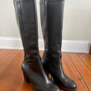 GIANNI BERNINI Like New Memory Foam Tall Black Leather Dress Boots Size 8 1/2